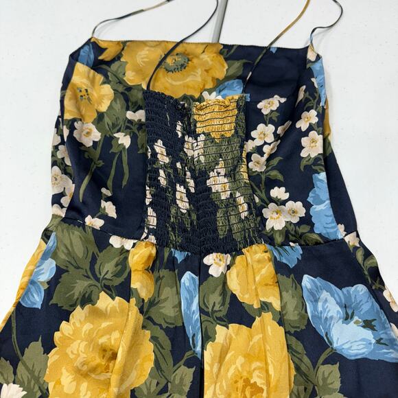 Reformation Navy Frankie Silk floral slip Dress Size 2 - Picture 8 of 9
